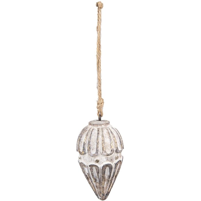 Clayre & Eef 6H2281 Décoration Ornement Ø 6x11 cm Beige - Marron Pendentif