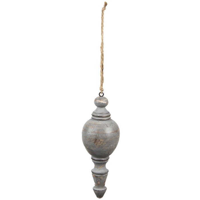 Clayre & Eef 6H2288 Décoration Ornement Ø 7x19 cm Gris - Marron Pendentif