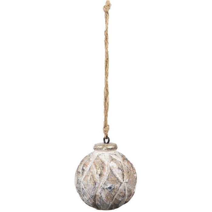 Clayre & Eef 6H2289 Décoration Boule Ø 8x8 cm Marron Pendentif