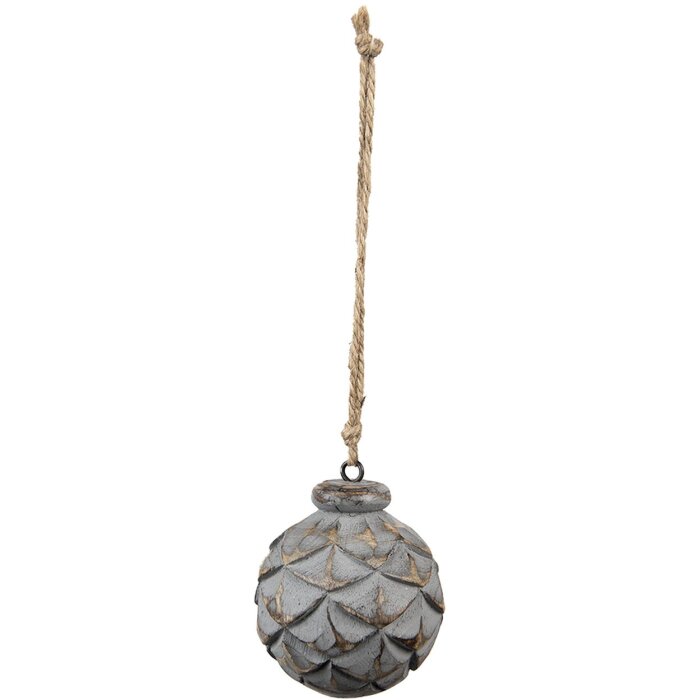 Clayre & Eef 6H2291 Décoration Boule Ø 8x8 cm Gris - Marron Pendentif