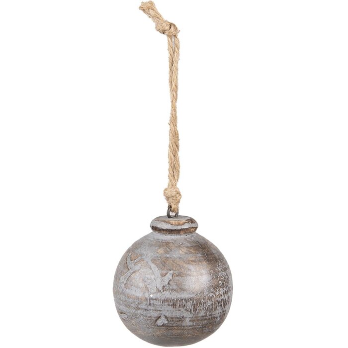 Clayre & Eef 6H2295 Décoration Boule Ø 7x8 cm Gris - Marron Pendentif