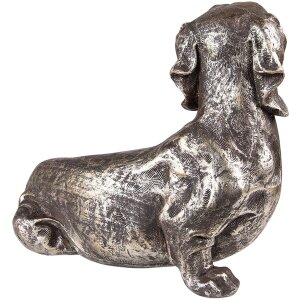 Clayre & Eef 6PR3645 Décoration Statue Chien (Teckel) 27x15x23 cm Argenté