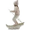 Clayre & Eef 6PR3646 Décoration enfant sur ski 12x8x19 cm rose - blanc