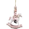 Clayre & Eef 6PR3671 Décoration Casse-noisette sur cheval à bascule 6x3x9 cm Rose