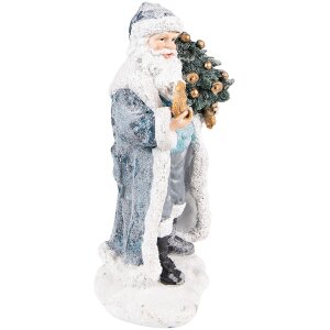 Clayre & Eef 6PR3739 Décoration Père Noël 11x9x21 cm Gris - Bleu