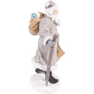 Clayre & Eef 6PR3740 Décoration Père Noël 12x9x21 cm Gris - Marron