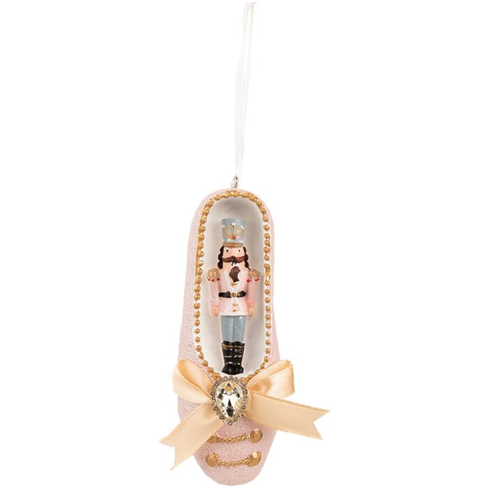 Clayre & Eef 6PR3802 Suspension Casse-Noisette dans un chausson de danse 4x4x12 cm Rose - Beige