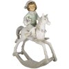 Clayre & Eef 6PR4792 Décoration Enfant sur cheval à bascule 19x8x26 cm Beige - Vert