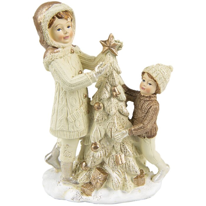 Clayre & Eef 6PR4797 Décoration Enfants avec sapin de Noël 10x5x14 cm Beige