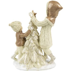 Clayre & Eef 6PR4797 Décoration Enfants avec sapin de Noël 10x5x14 cm Beige