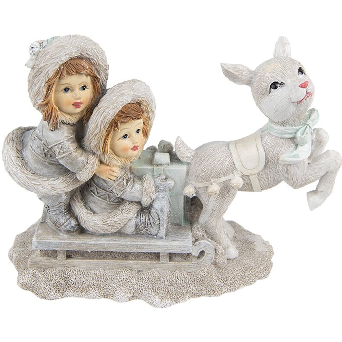 Clayre & Eef 6PR4813 Décoration Enfants sur luge 16x7x12 cm Argenté