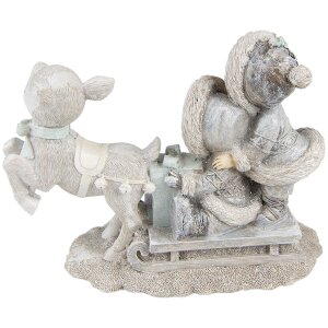 Clayre & Eef 6PR4813 Décoration Enfants sur luge 16x7x12 cm Argenté