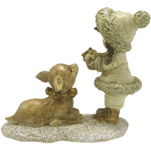 Clayre & Eef 6PR4821 Décoration Enfant avec cerf 12x6x12 cm Doré