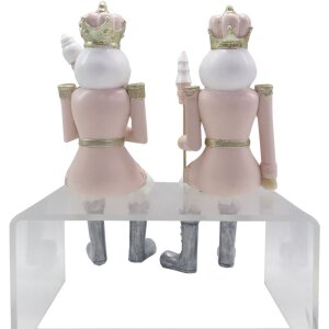 Clayre & Eef 6PR4845 Décoration Casse-noix (set de 2 pièces) 6x6x12-21 cm Rose - Blanc