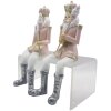 Clayre & Eef 6PR4845 Décoration Casse-noix (set de 2 pièces) 6x6x12-21 cm Rose - Blanc