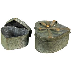 Clayre & Eef 6Y4870 Boîte de rangement (2 pièces) 24x22x14 - 18x16x11 cm Gris