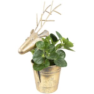 Clayre & Eef 6Y4971 Décoration Pot de fleurs Cerf 27x17x16-45 cm Doré