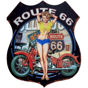 Clayre & Eef 6Y5001 Plaque de texte 30x1x35 cm Route 66