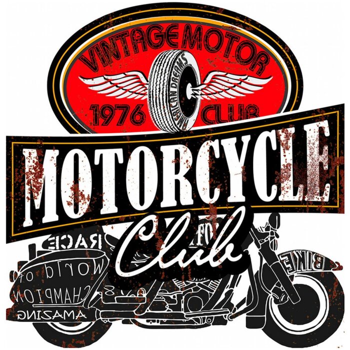 Clayre & Eef 6Y5078 Plaque de texte 49x1x50 cm Noir Moto Club