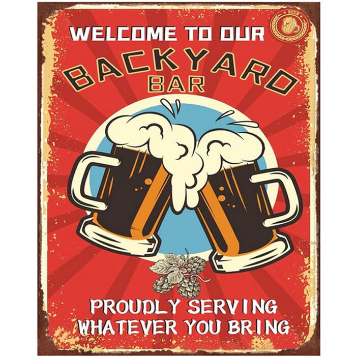 Clayre & Eef 6Y5158 Plaque de texte 20x1x25 cm rouge Backyard Bar