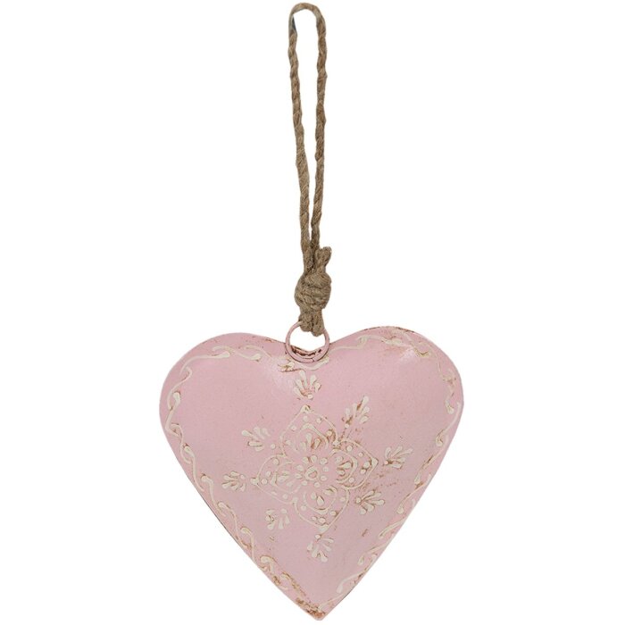 Clayre & Eef 6Y5272 Décoration Pendentif Cœur 12x2x12 cm Rose