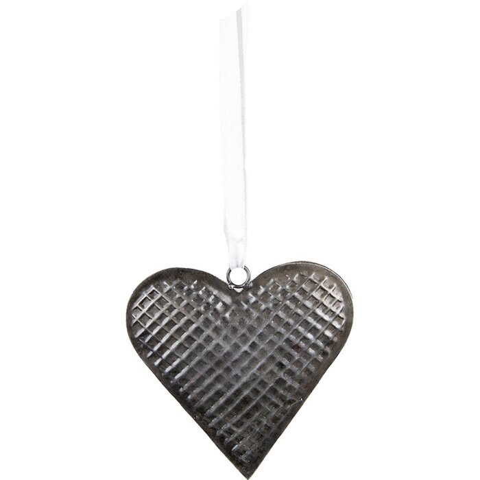 Clayre & Eef 6Y5387L Décoration Pendentif Cœur 17x3x16 cm Gris