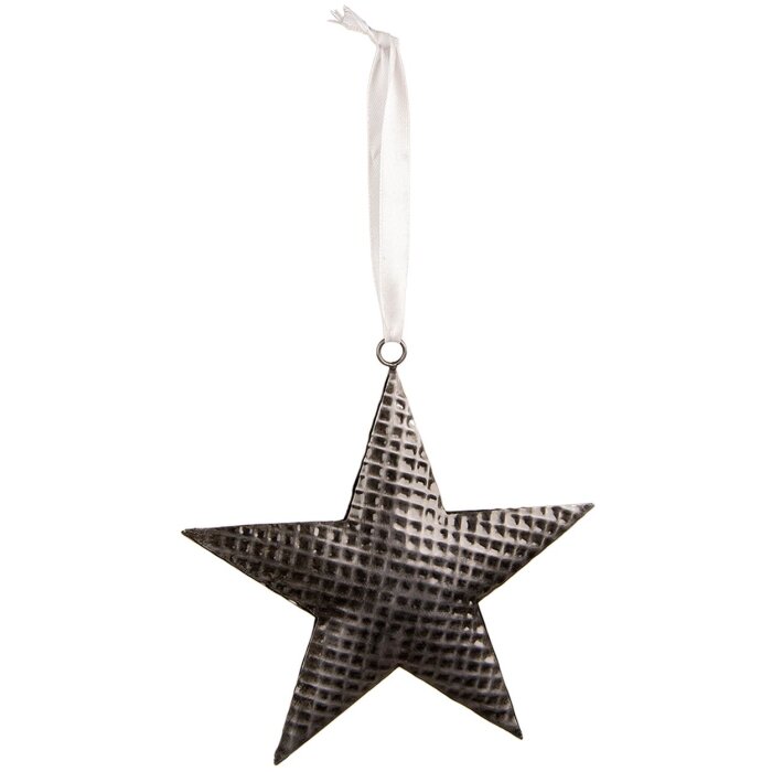 Clayre & Eef 6Y5392L Décoration Pendentif étoile 15x3x15 cm Gris