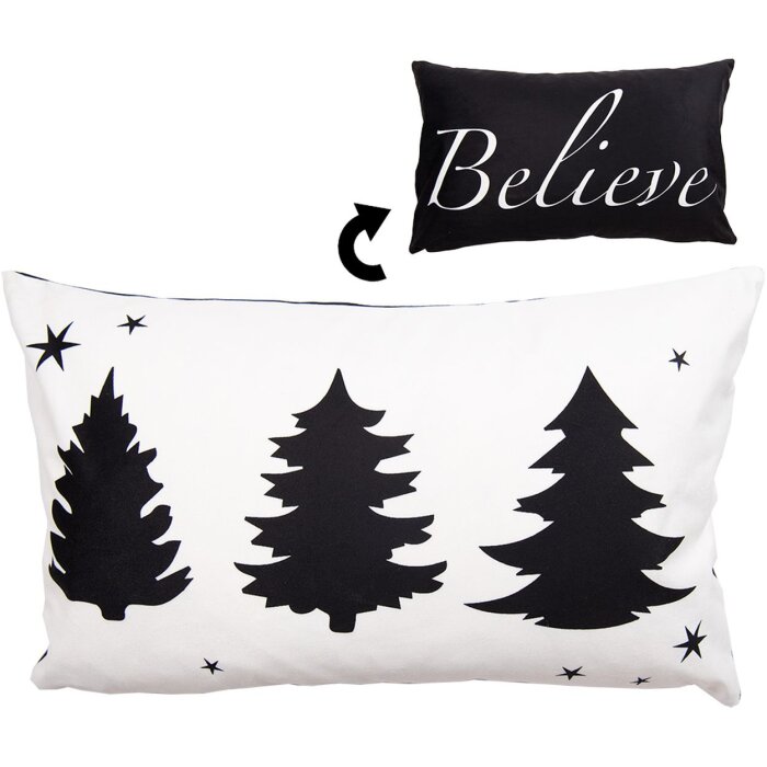 Clayre & Eef BWX36-3 Housse de coussin 30x50 cm blanc - noir