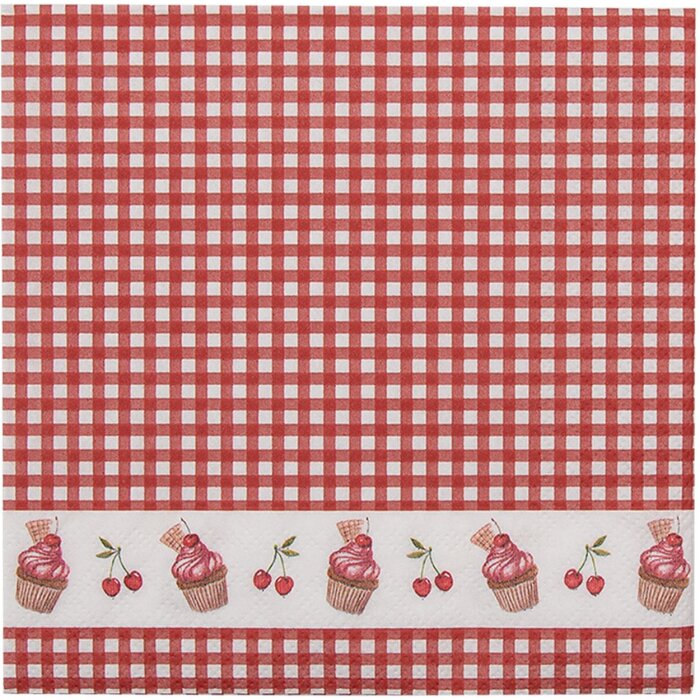 Clayre & Eef CUP73-2 Serviettes en papier 33x33 cm (20 pièces) Rouge - Blanc