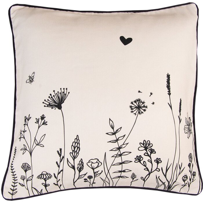 Clayre & Eef FAF21 Housse de coussin 40x40 cm Beige - Noir