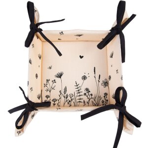 Clayre & Eef FAF47 Corbeille à pain 35x35x8 cm Beige - Noir