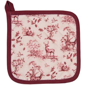 Clayre & Eef PFT45 Maniques 20x20 cm Blanc - Rose