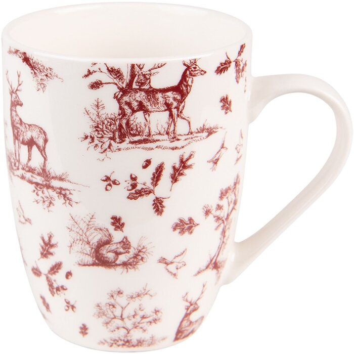 Clayre & Eef PFTMU Tasse 12x8x10 cm - 300 ml Beige - Rouge Tasse