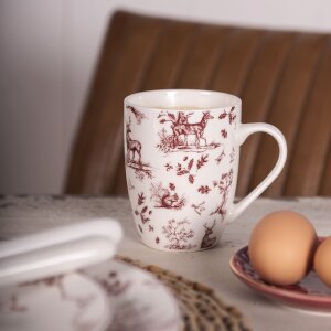 Clayre & Eef PFTMU Tasse 12x8x10 cm - 300 ml Beige - Rouge Tasse