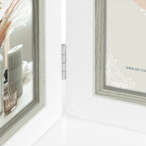 Cadre double en bois ZEP Sion blanc 2 photos 15x20 cm (38,5x24 cm)