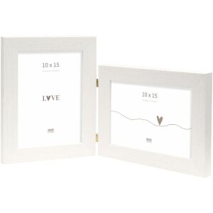 Cadre double Deknudt en plastique S41VF1 blanc 2 photos 10x15 cm