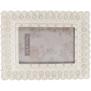 Clayre & Eef 2F0940 Cadre photo 16x2x21 cm - 10x15 cm blanc rectangle