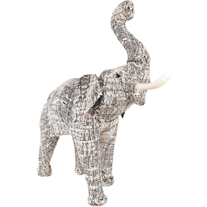 Clayre & Eef 65181M Décoration Eléphant 30 cm Blanc - Noir