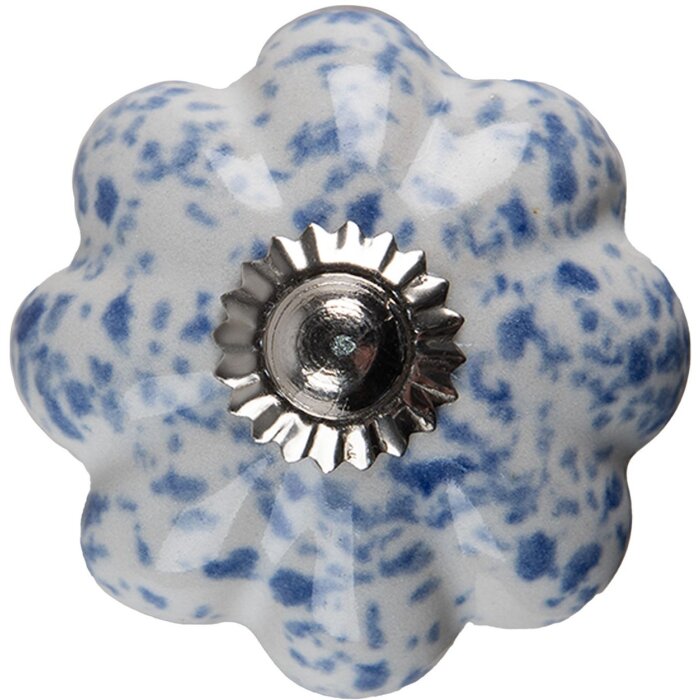 Clayre & Eef 65198 Bouton de porte Ø 4x4 cm Bleu - Blanc