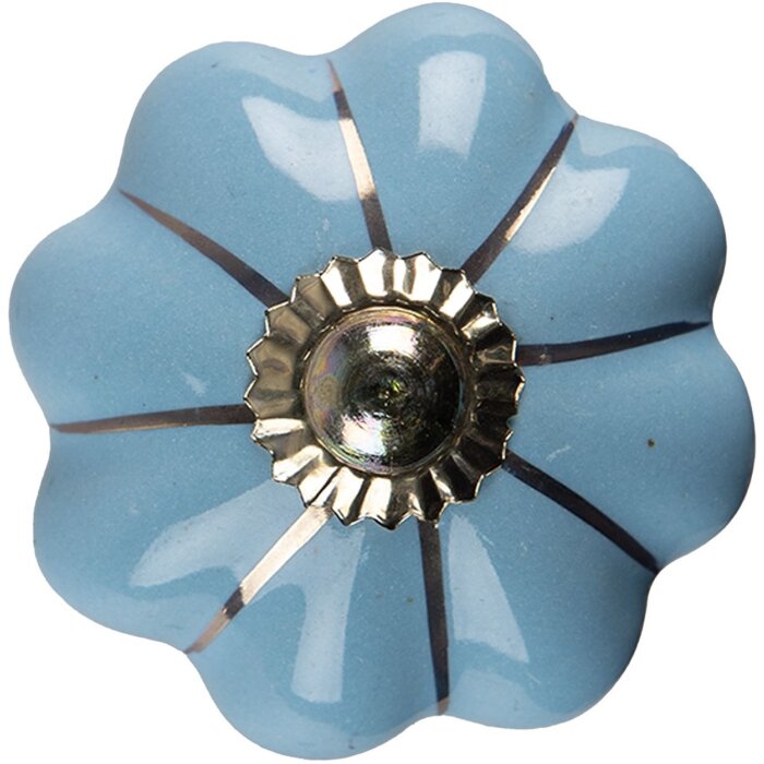 Clayre & Eef 65208 Bouton de porte Ø 4x4 cm Bleu - Doré