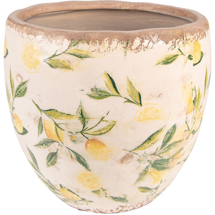 Clayre & Eef 6CE1529L Décoration Pot de fleurs Ø 19x19 cm Jaune