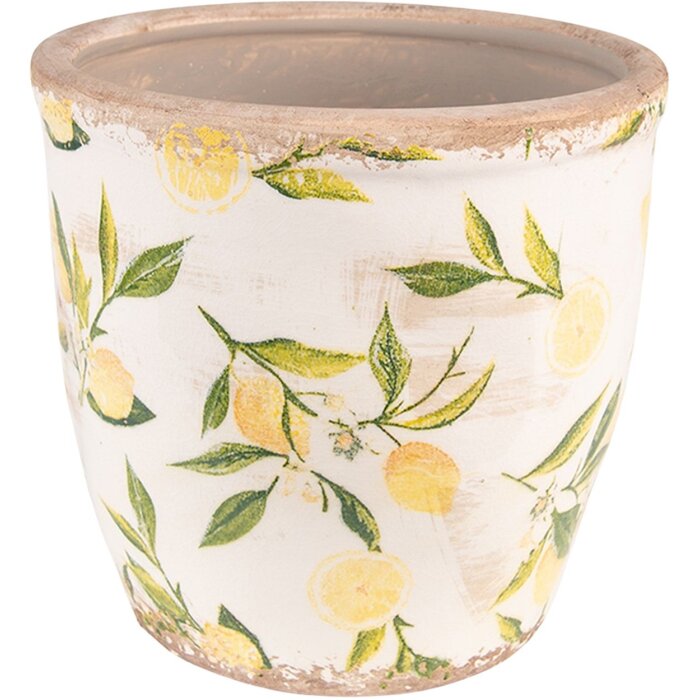 Clayre & Eef 6CE1532L Décoration Pot de fleurs Ø 17x16 cm Jaune