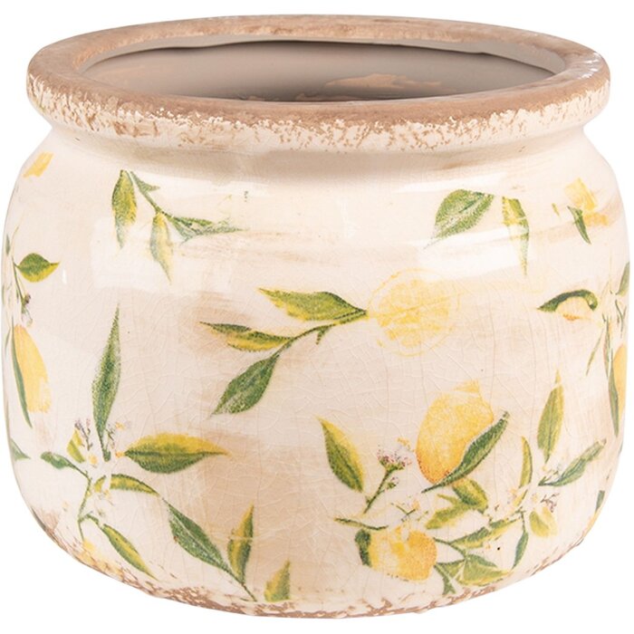 Clayre & Eef 6CE1535L Décoration Pot de fleurs Ø 20x15 cm Jaune