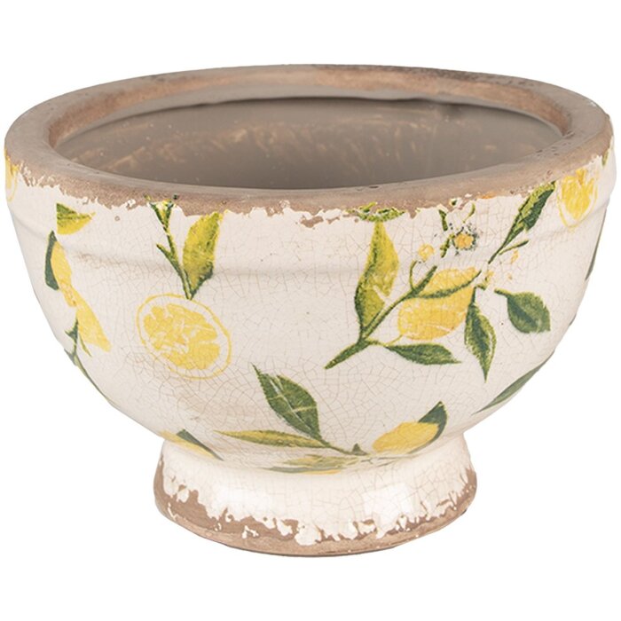 Clayre & Eef 6CE1536S Décoration Pot de fleurs Ø 17x11 cm Jaune