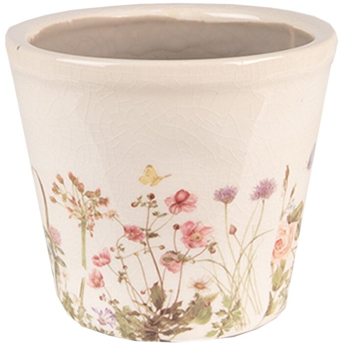 Clayre & Eef 6CE1555S Décoration Pot de fleurs Ø 12x10 cm Rose - Beige