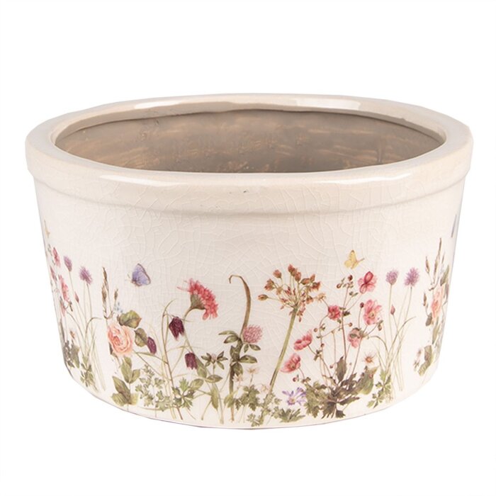 Clayre & Eef 6CE1556M Décoration Pot de fleurs Ø 16x9 cm Rose - Beige