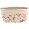 Clayre & Eef 6CE1557L Décoration Pot de fleurs 27x13x14 cm Rose - Beige Ovale