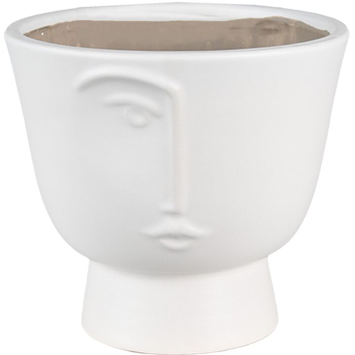 Clayre & Eef 6CE1570L Décoration Pot de fleurs Ø 17x15 cm Blanc