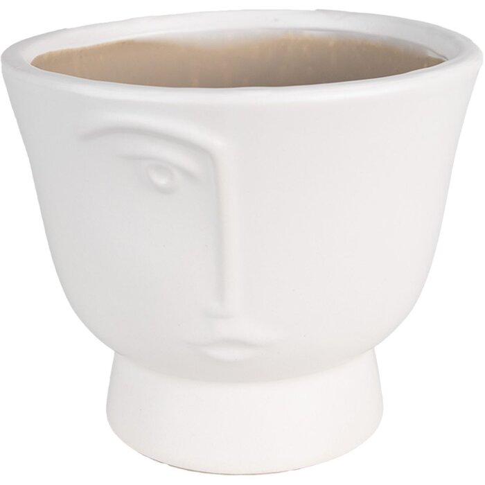 Clayre & Eef 6CE1570M Décoration Pot de fleurs Ø 14x12 cm Blanc