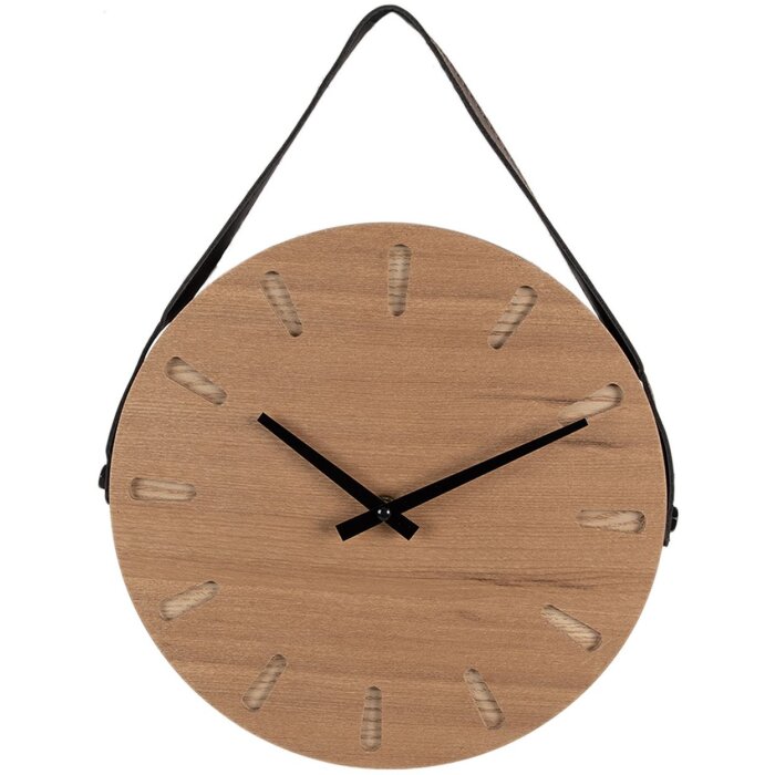 Clayre & Eef 6KL0781 Horloge murale Ø 30x4 cm - 1xAA Marron